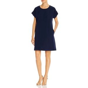T Tahari NWT Women’s Shoulder- Button A-Line Shift Dress in Navy